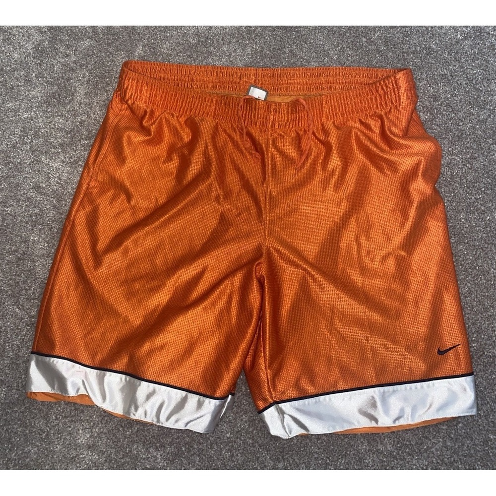 Nike Gray Tag‎ Mens XL Orange Swoosh Casual Workout Shorts Gym Basketball Baggy